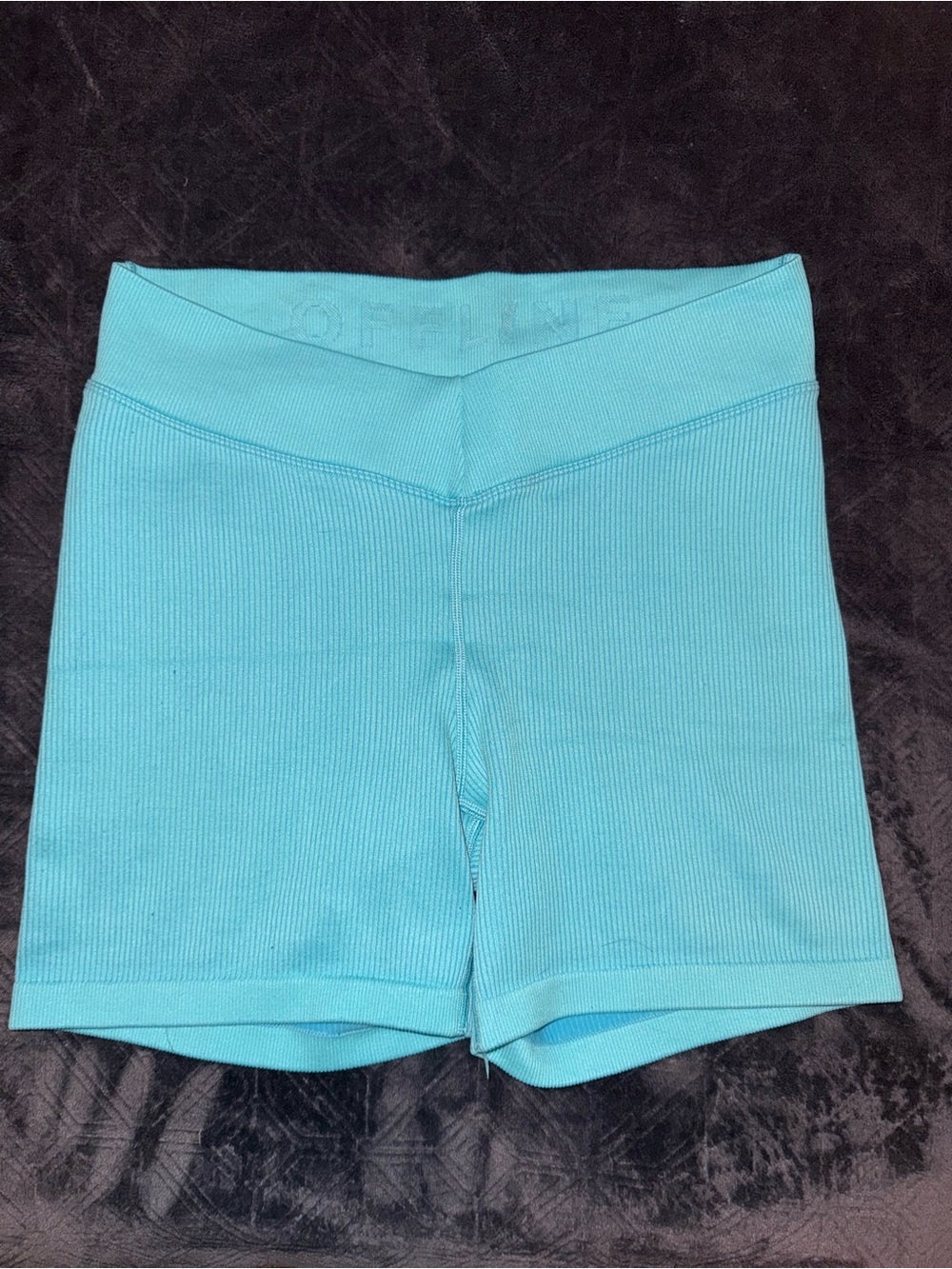 Ribbed Aqua High V-Waist Bike Shorts